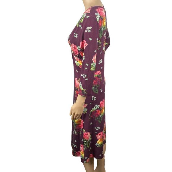 NWT LaLamour 90s Style Purple Floral Cottagecore Faux Wrap Dress SZ L - Picture 5 of 7